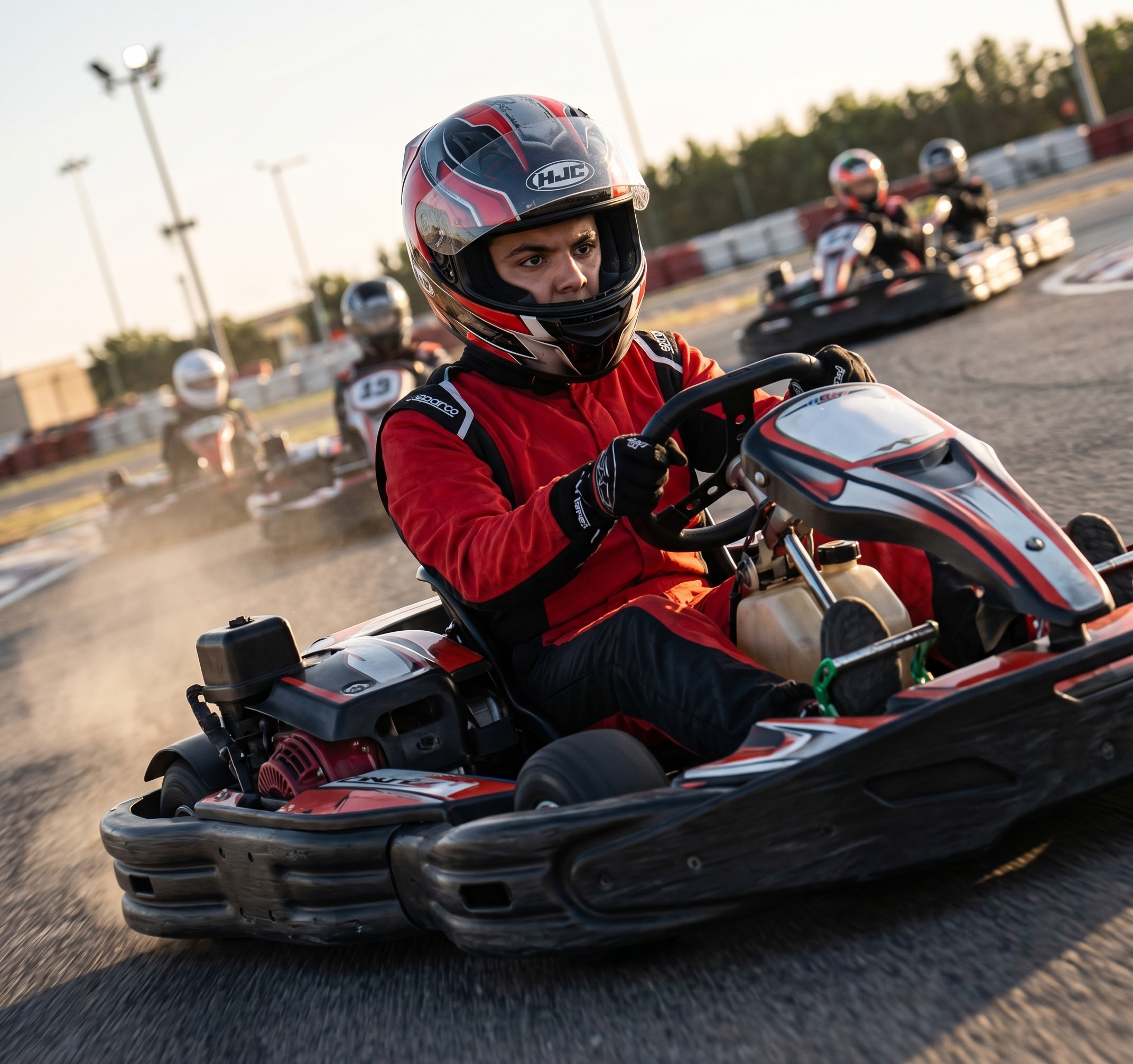 Karting pistinde yarışırken